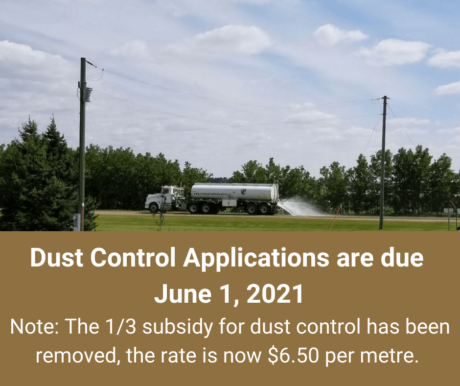 Dust Control Applications due June 1, 2021