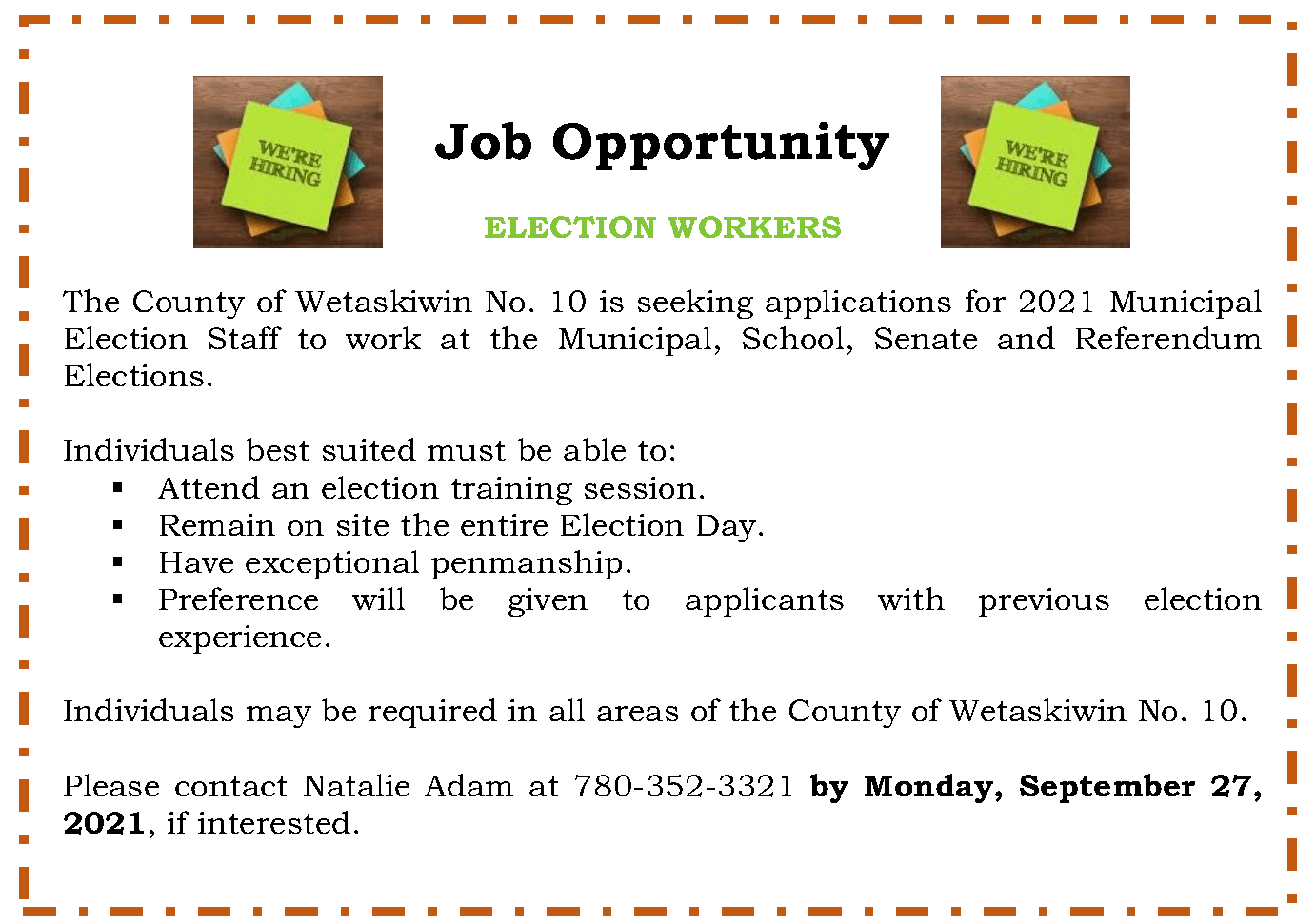 Job Opportunity Election Workers